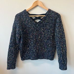 I.N. San Francisco black multicolor knit semi cropped sweater